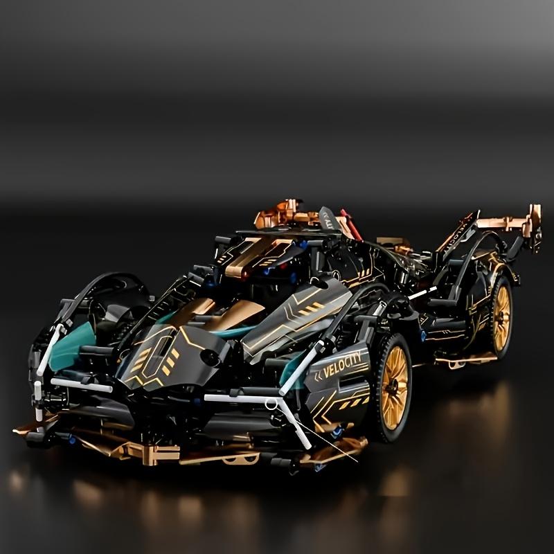 Limited Edition Super Sports Car Model Kit - Stylish Black and Golden, Mechanical Assembly, High-Quality ABS Plastic, Stackable Vehicle Set