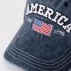 Vintage USA Flag Embroidered Baseball Cap - Bold Lettering, Distressed Wash, Sun Protection - Trendy Dad Hat for Outdoor