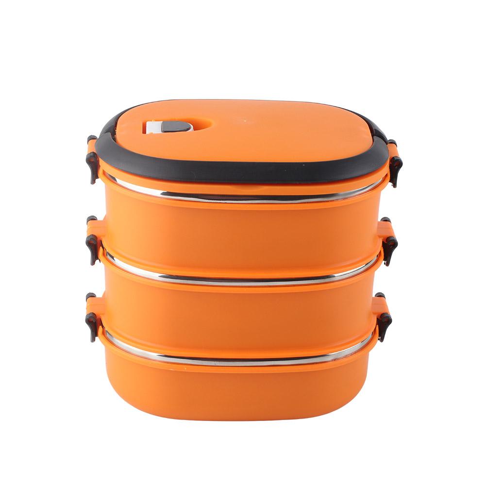 3 Layers Bento Box Stainless Steel Portable Insulated Lunch Containers for Office School Orange