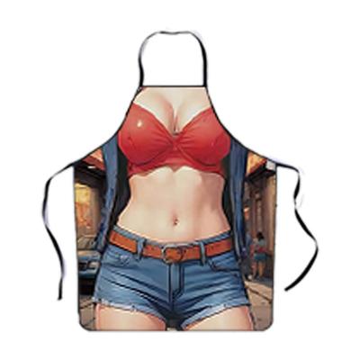 Qualità Estetica di Alto Livello Barbecue Creativo, Divertente e Divertente Grembiule Stampato in 3D Ragazza Acqua-Bellezza.