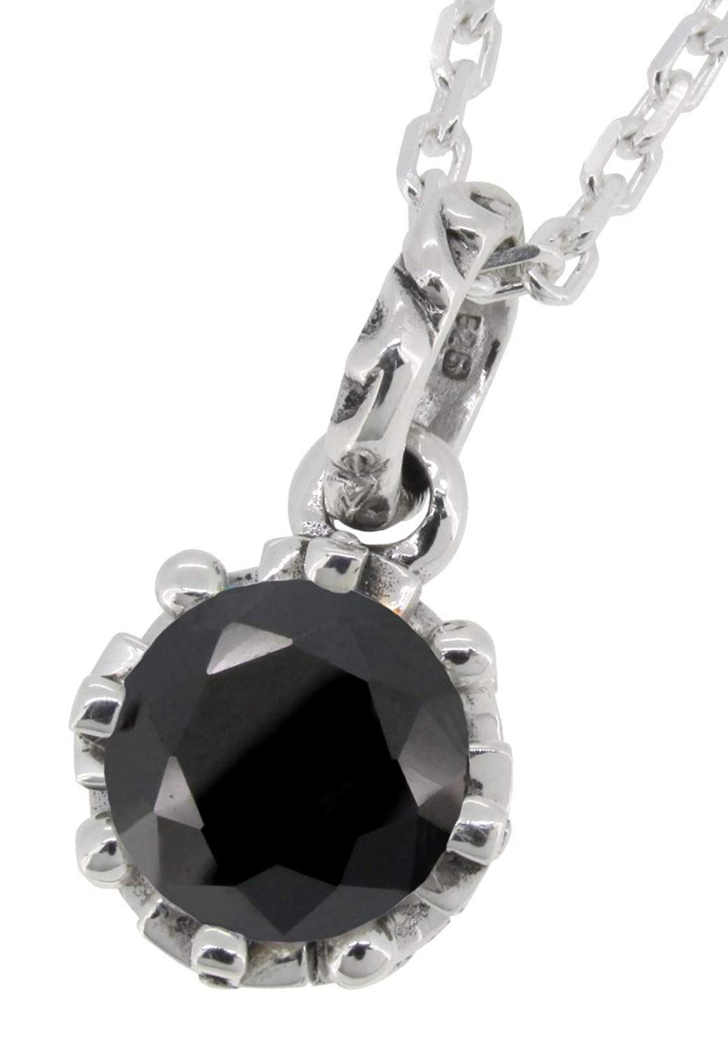 

Shinjuku Gin no Kura Large 9mm Black Spinel Pendant Top (Chain Not Included) Men s Silver 925 Crown-Shaped Single Stone Simple