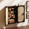 Bathroom Storage Cabinet Bathroom Wall Cabinet with Door 3-tier Over Toilet Storage Rattan Tissue Box Cover Wicker for Kitchen