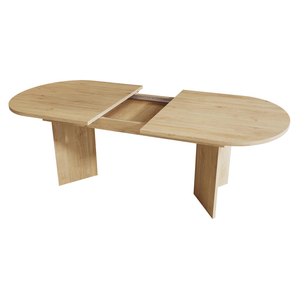 Tavolo da Pranzo Estensibile 160/200 * 90 cm, Adatto per 6-8 Persone, Tavolo da Pranzo con Angoli Arrotondati, Piano Spesso, Stile Semplice, Colore Rovere