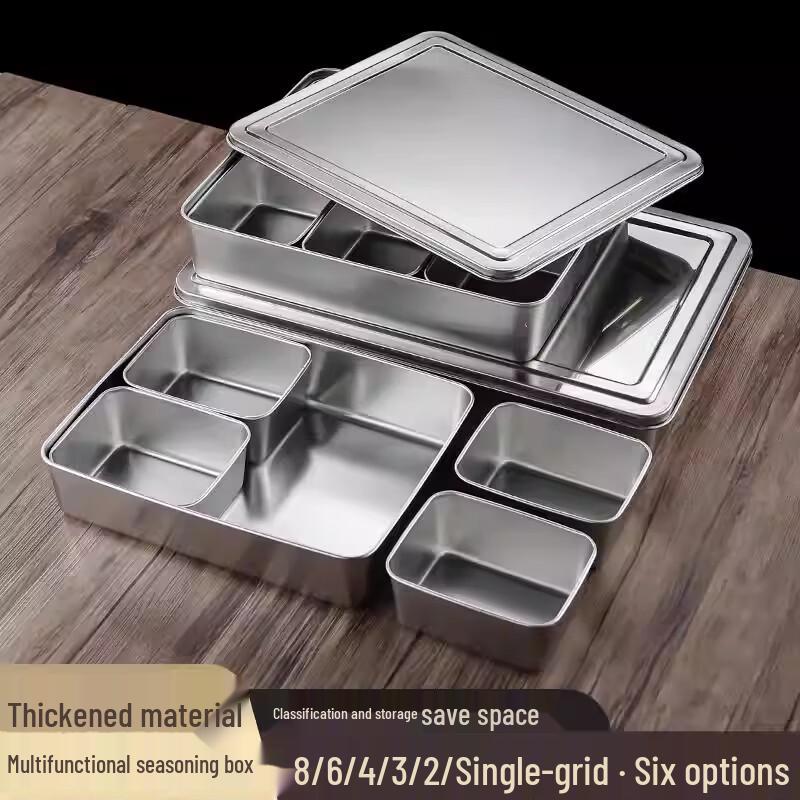 Komerční nerezová krabička na koření s více přihrádkami