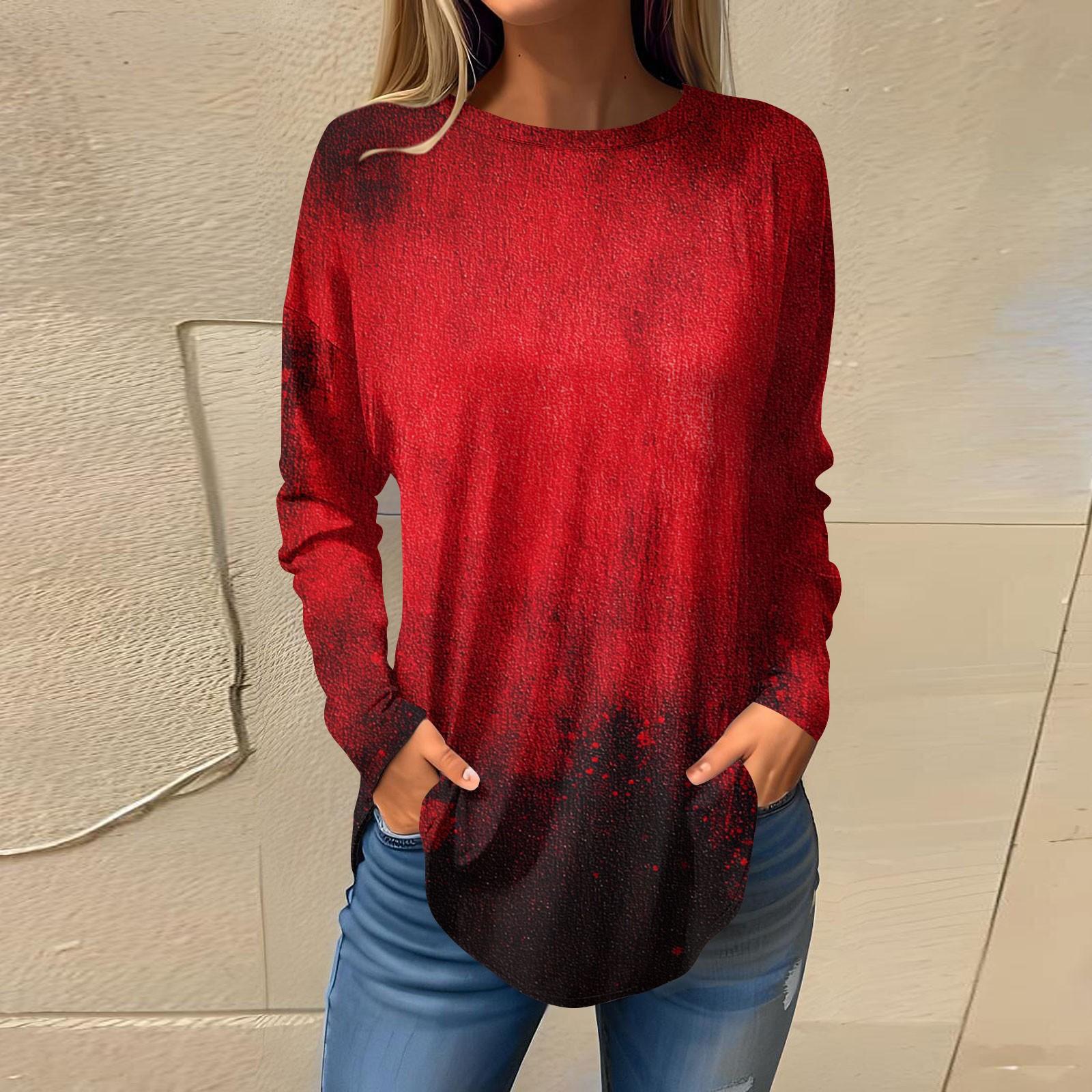 

Women s Fashion Loose Round Neck Halloween Printed Long Sleeve T-Shirt Top Pullover XXL