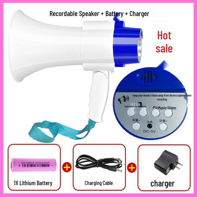 Handheld Outdoor Loudspeaker Megaphone for Street Vendors with Recording and Rechargeable Features