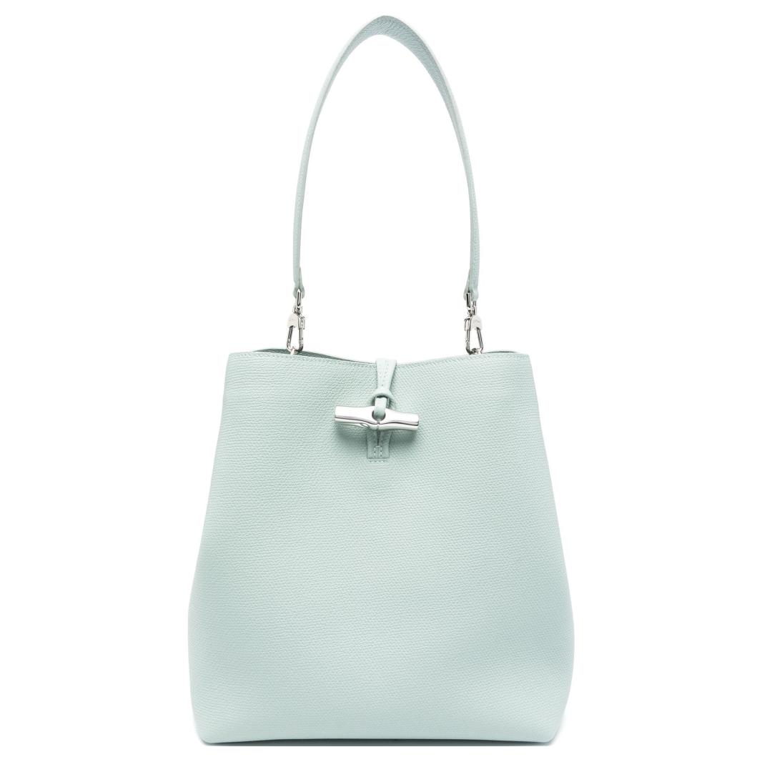 

Longchamp Le Roseau Detachable Shoulder Strap Silver Metal Accessories Leather Tote Shoulder Bag Medium Women Bags Celadon 10281HFP282 Basic Set (Bag+Dust Bag)