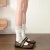 Lolita Lace Frill Mid-Calf Socks with Bow Ribbon - White Ballet Style JK Knee-Highs for Spring & Autumn
