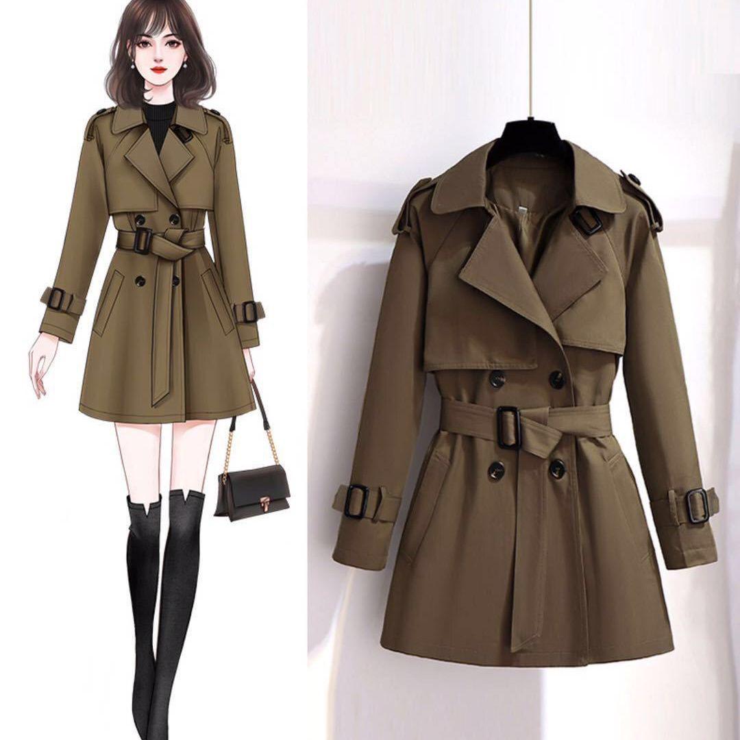 

Тренч средней длины из шенилла и спандекса в корейском стиле для осени/зимы S (suggested for under 90 lbs)