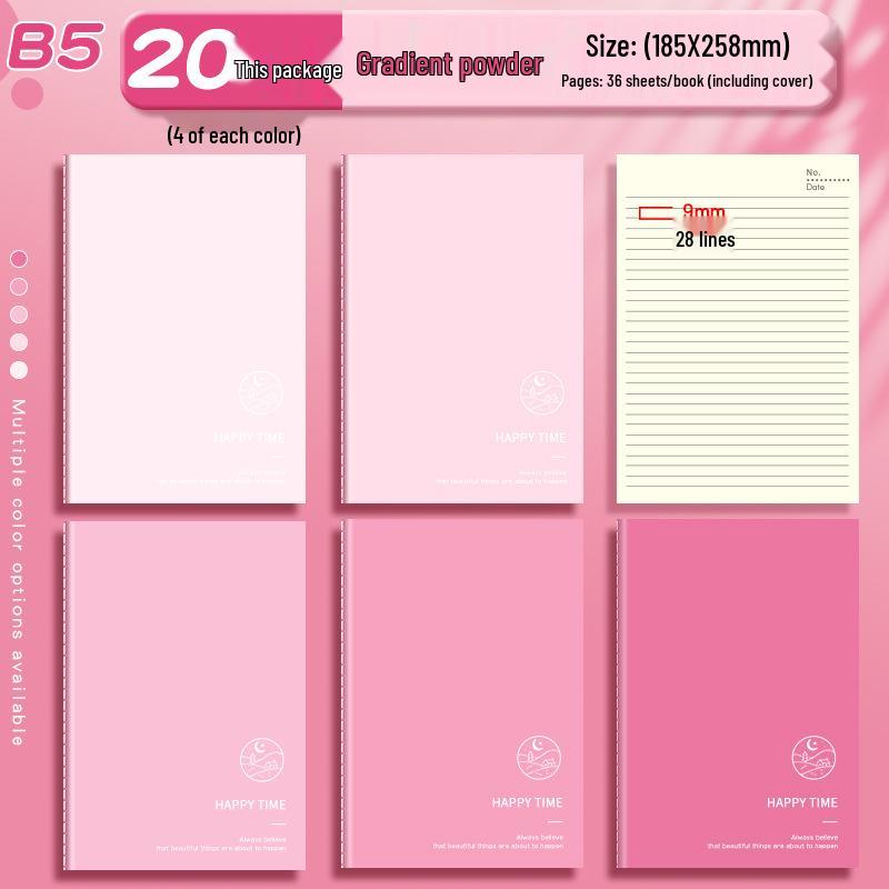 B5 Gradient Color Softcover Notebook for Junior and High School Students
