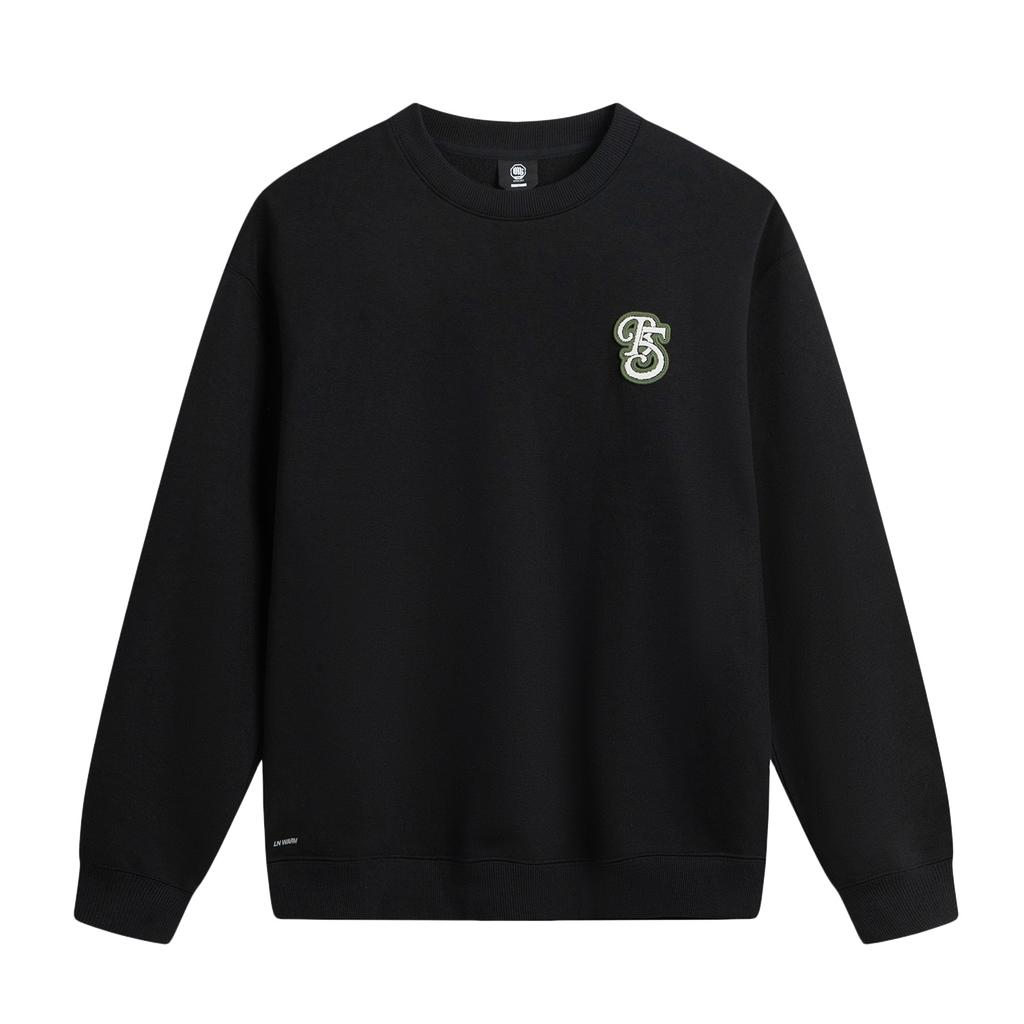 Li-Ning Geniş Kesim Bisiklet Yaka Kazak Harf Spor Moda Çok Yönlü Günlük Polar Sıcak Dikişli Sweatshirt Erkek sweatshirt AWDV879-5