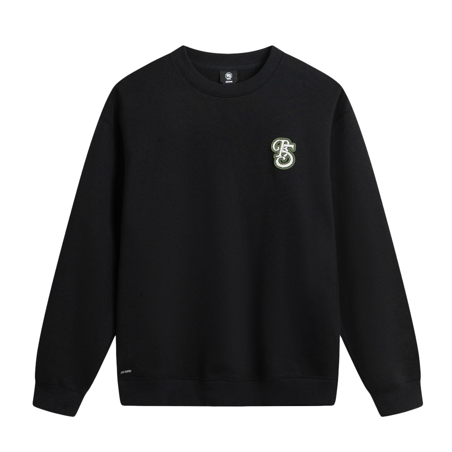 

Li-Ning Свободный крой, пуловер с круглым вырезом, с надписью, спортивный, модный, универсальный, повседневный, флисовый, теплый, простроченный свитшот, мужской свитшот AWDV879-5 S