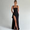 2025 Summer Fashion: European/American INS Style Women's Sexy Backless High Slit Evening Dress