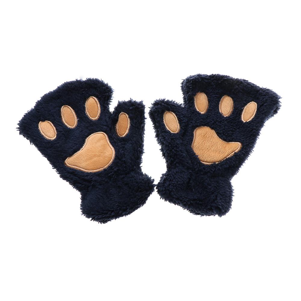 14Colors Girl Lovely Winter Warm Plush Fingerless Gloves Bear Cat Paw