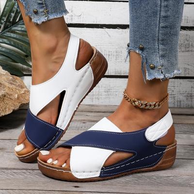 Mode Mix Farbe Damen Keilsandalen 2025 neu Bequem Rutschfest Strandschuhe Frau PU Leder Plateau Römersandalen Sandalias Mujer