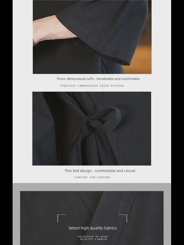 Men's Hanfu Traditional Chinese Zen Robe with Three-Quarter Sleeves