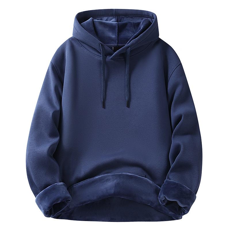 Fashion Sweater Men's New Spring, Autumn and Winter Solid-colour Padded and Thickened Hoodie Tide Couple Round Neck Jacket Tops