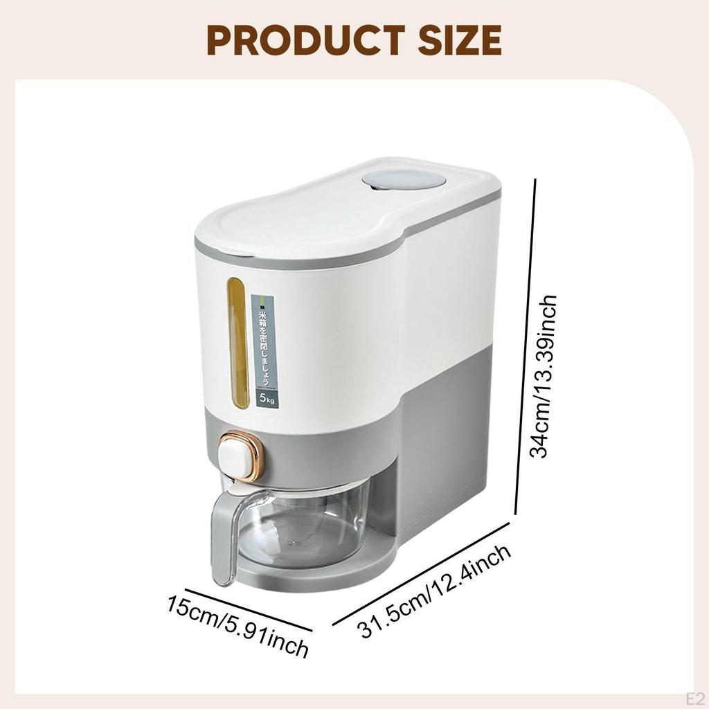 Rice Storage Bin Cereal Container Airtight Lid Food Bucket for Kitchen Countertop