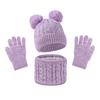 Winter Warm Kids Hat Scarf Gloves Set Thickened Knit Pom 3 In 1 Sets Children Windproof Warmer Neck Protection For Outside