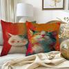 Playful Cat Pillowcase Wedding Decorative Linen Pillow Case For Home Pillow Cover 45X45(One Sides)