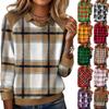 Ladies' Plaid Printed Casual Long Sleeved Sweatshirt Top
