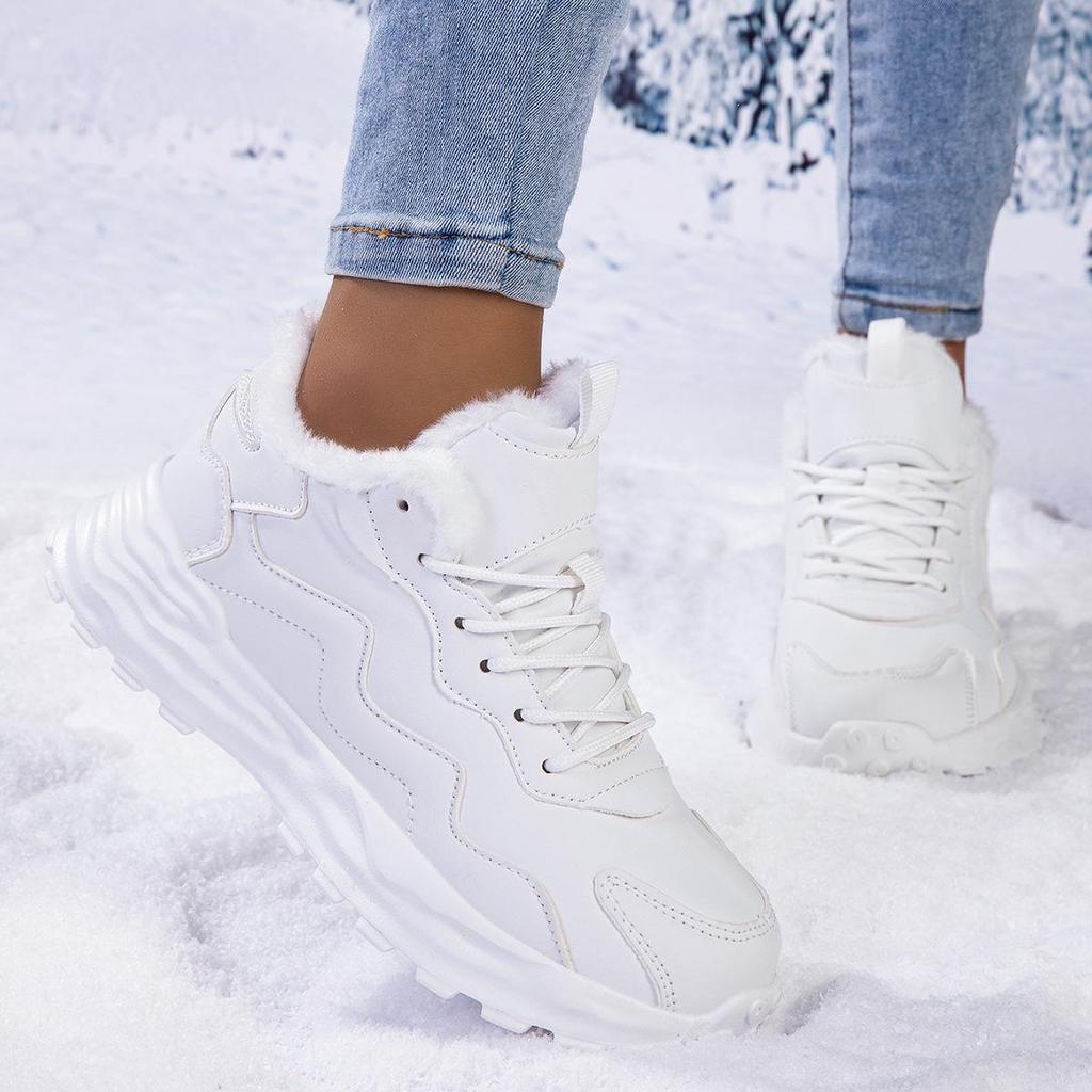 Women's Winter Leather Velvet-Lined Warm Casual Outdoor Shoes