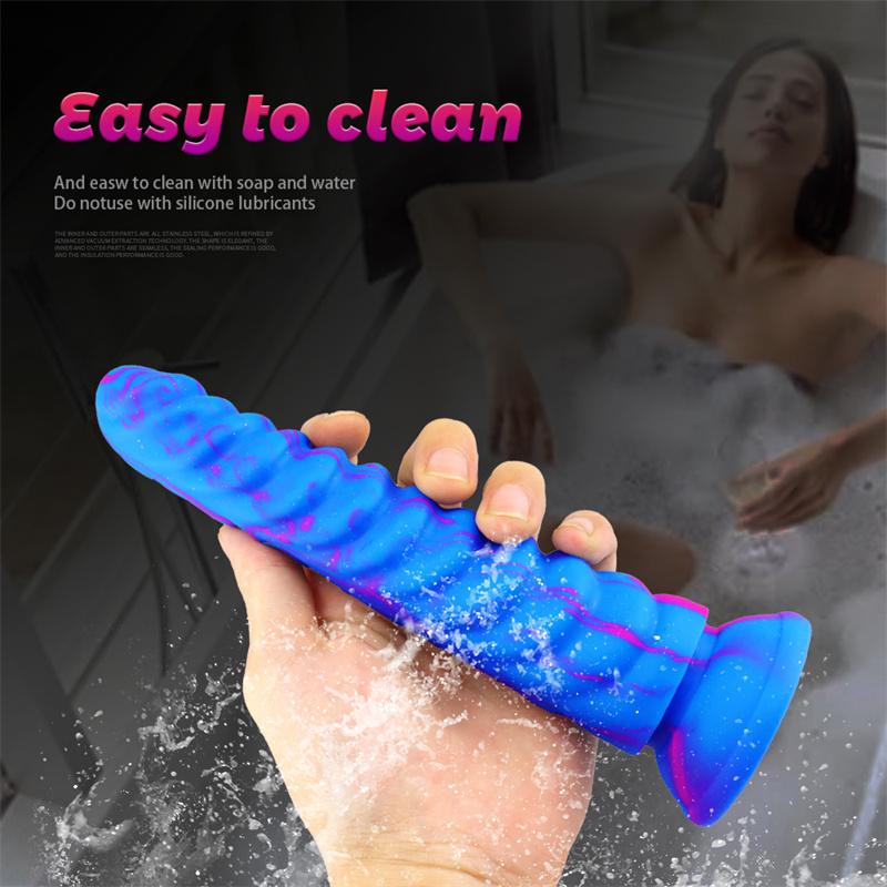 Dragon Scale Mixed Color Mini Simulation Penis Double Layer Liquid Silicone Giant Super Thick Female Sex Toys