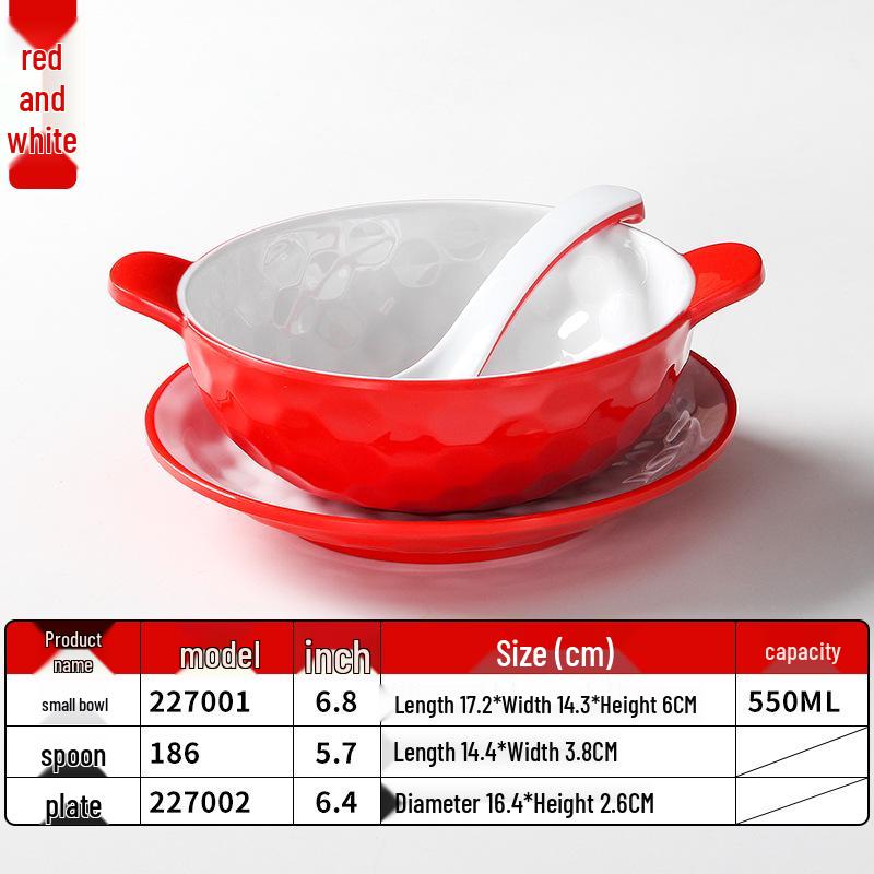 A5 Melamine Porcelain-Style Dessert Bowls: Creative Double-Ear Set for Sweets, Soup, Shaved Ice, and Snacks