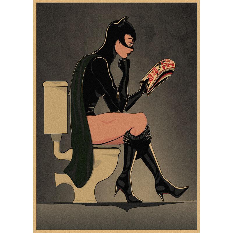 

Marvel Funny Bathroom Mural - Wall Decoration for Hotel, Bar, or Restroom Yellow Kraft Paper (No Glue) 30X42 cm