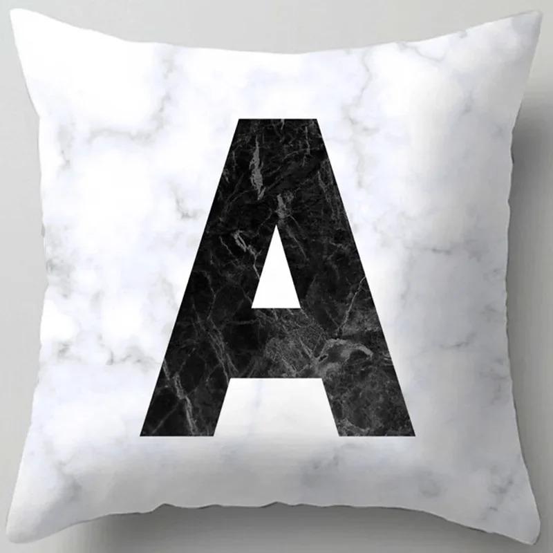 Home Decor Marble Letter Printed Pillowcase Decorative Pillow Sofa Cushion Cover
