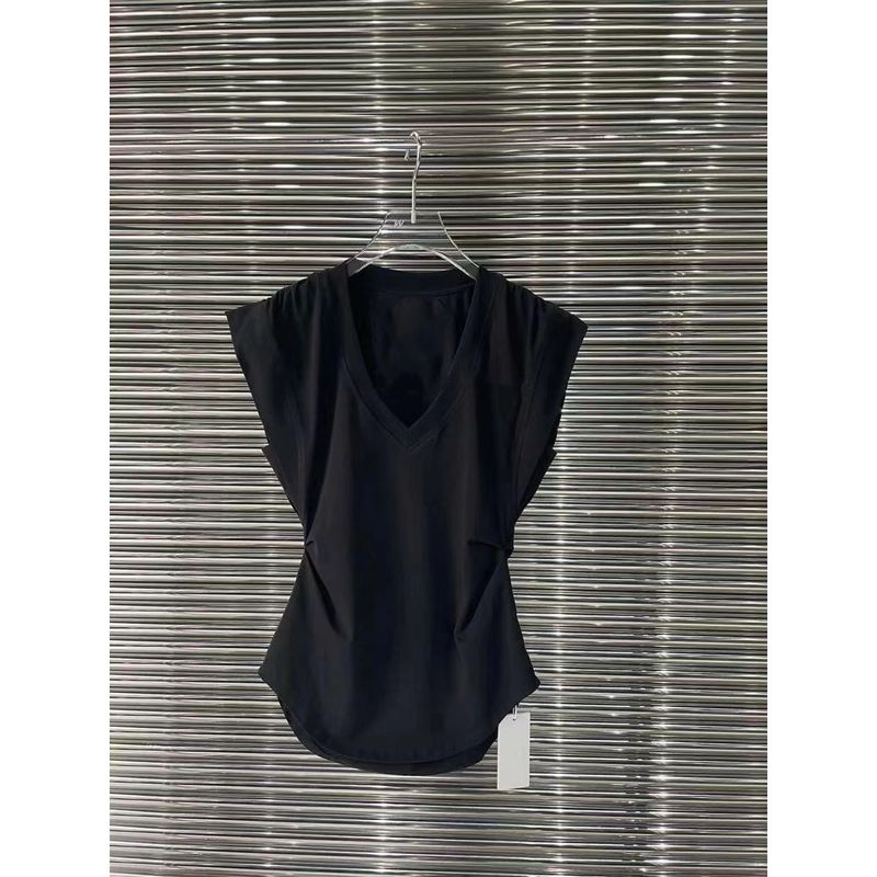 

Топ-майка без рукавов однотонный универсальный двусторонний V-образный Black S