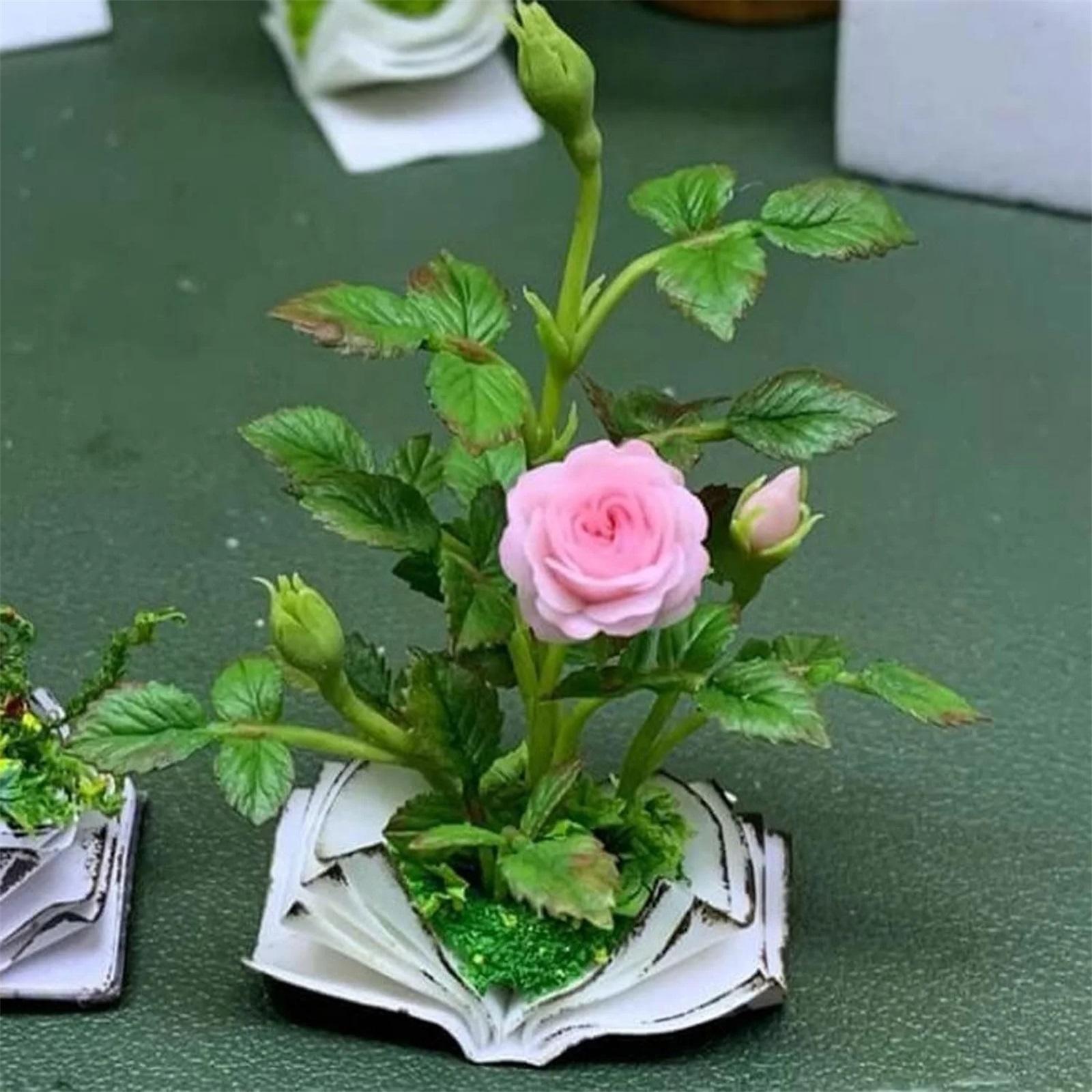Miniature Book-shaped Rose Sculptures That From Within A Book—a Perfect Gift For Rose Lovers.