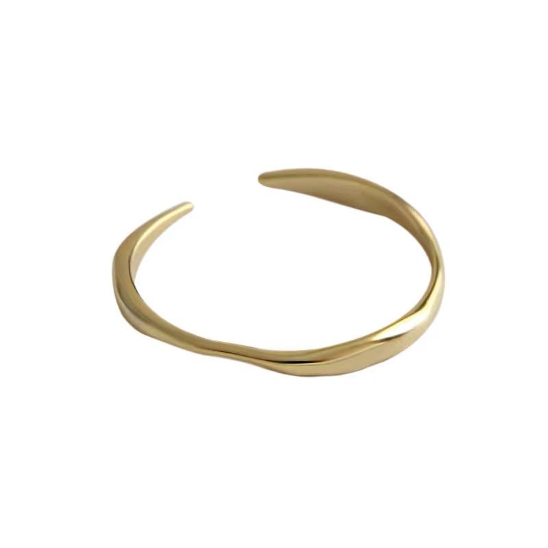 BF CLUB 925 Sterling Rings for Women Fashion Geometric Handmade Irregular Bump Narrow Gold Ring Party Christmas Gift
