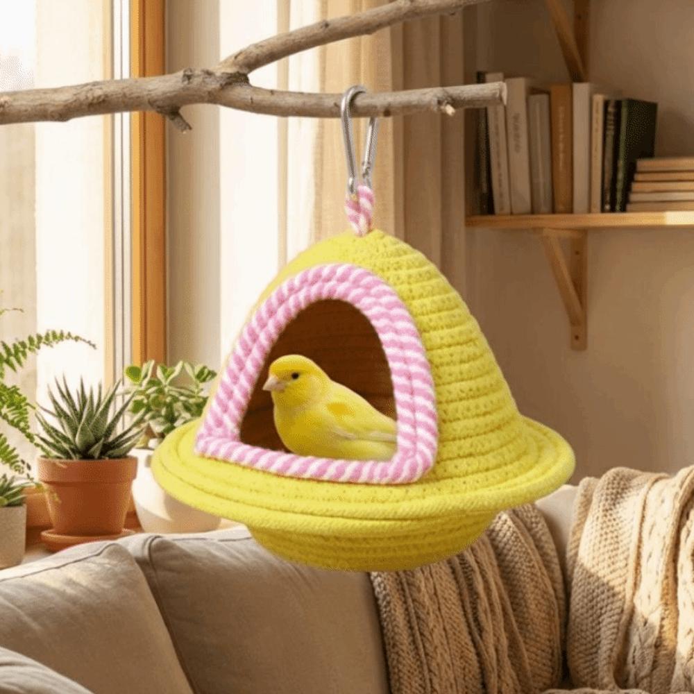 Handmade Weave Parrot Hammock Windproof Bird Hanging Bed Decorative Parrot Bed House  Small Animal