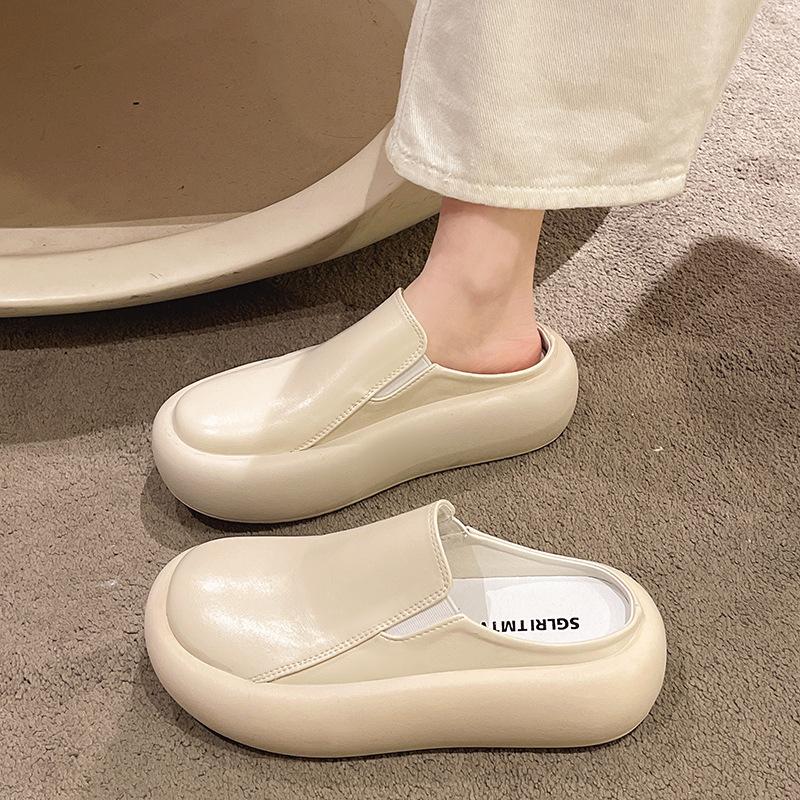 Foreign Trade Sandals 2025 Spring New Retro Muller Shoes Loafers Outer Wear Bag Head Half Drag Platform Slippers Women