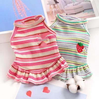 Striped Strawberry Princess Dress for Small Dogs - Spring/Summer Collection