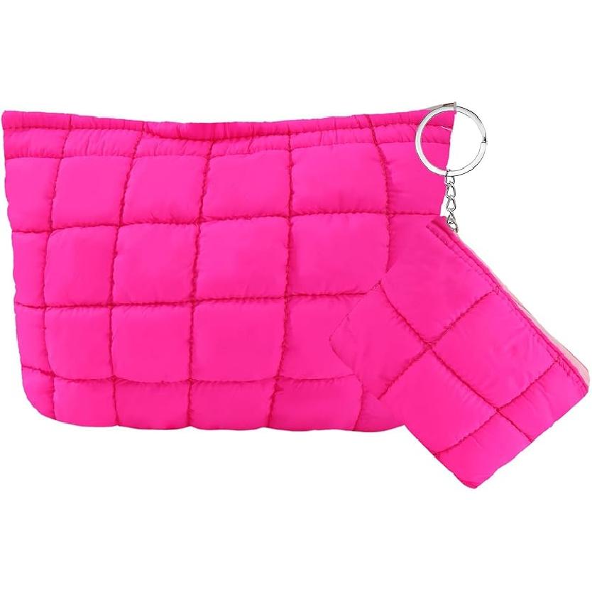 LYDZTION Puffy Makeup Bag,Cosmetic Bag for Women and Girls, Quilted Makeup Bag Organizer Cute Checkered Travel Toiletry Bag Skincare Makeup Pouch розы красного