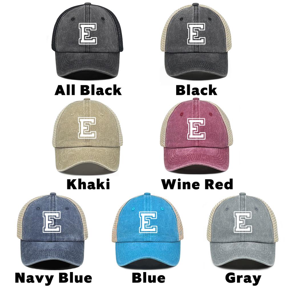 White Hollow Letter A-Z Print Adjustable Mesh Cap Man Caps Leisure Unisex Snapback Baseball Cap Ideal Choice For Outdoor Sports