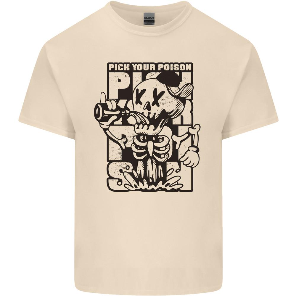 Pick Your Poison Beer Alcohol Skeleton Skull Mens Light Cotton T-Shirt Unisex T-Shirt L