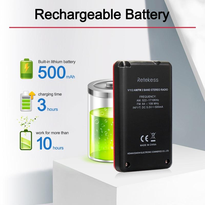 Mini Pocket Radio Receiver Portable Radios AM FM Rechargeble Sleep Time Earphone For Walkman Go Hiking