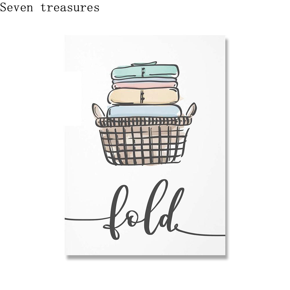 

Wash Dry Fold Repeat Laundry Sign Colorful Wall Art Print Canvas Nordic Poster And Print Wall Pictures Utility RoomPainting 21x30cm no fram
