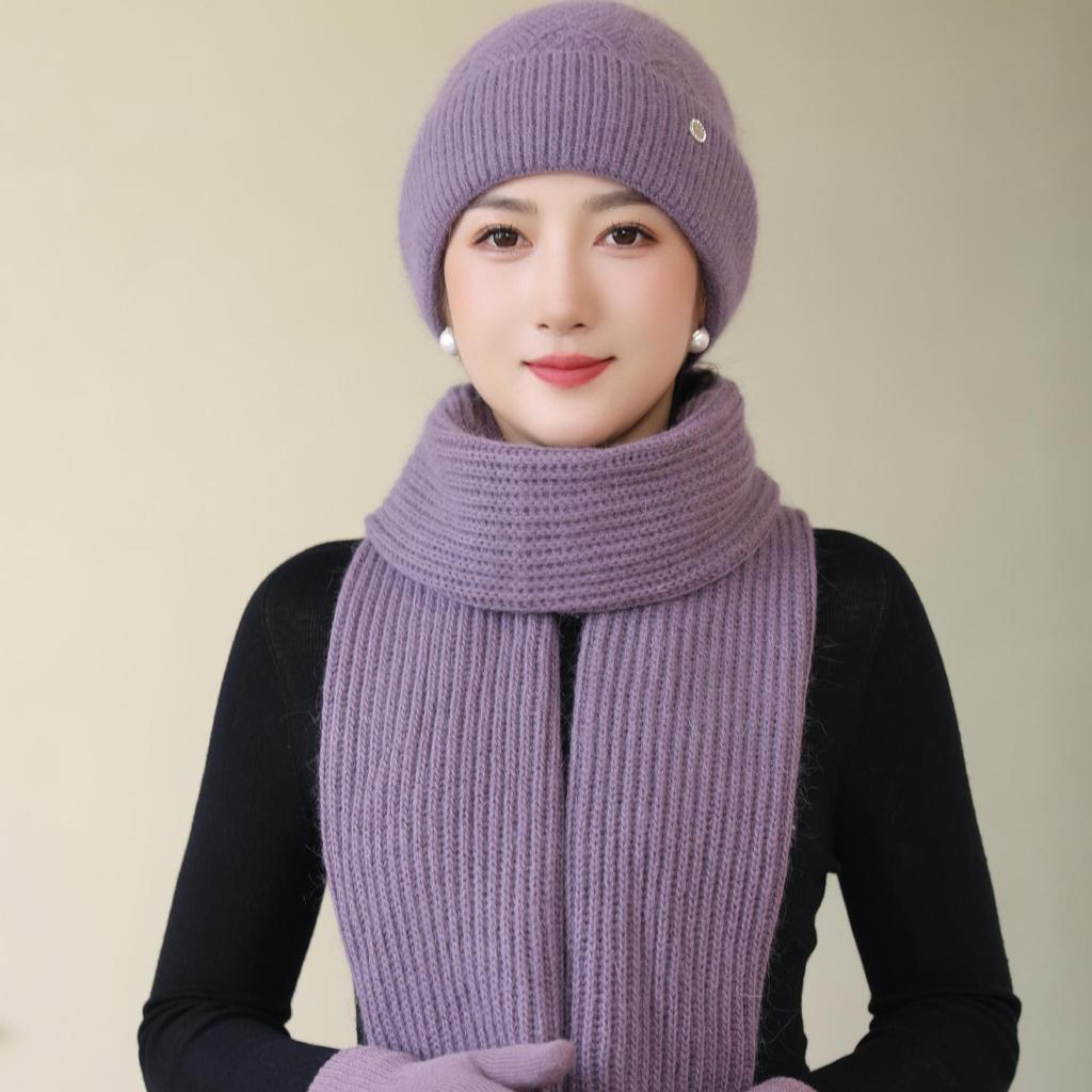 Women's Woolen Hat Thickened Warm  Windproof and Coldproof  Ear Protection Woolen Knitted Hat for The Elderly In Autumn and Winter
