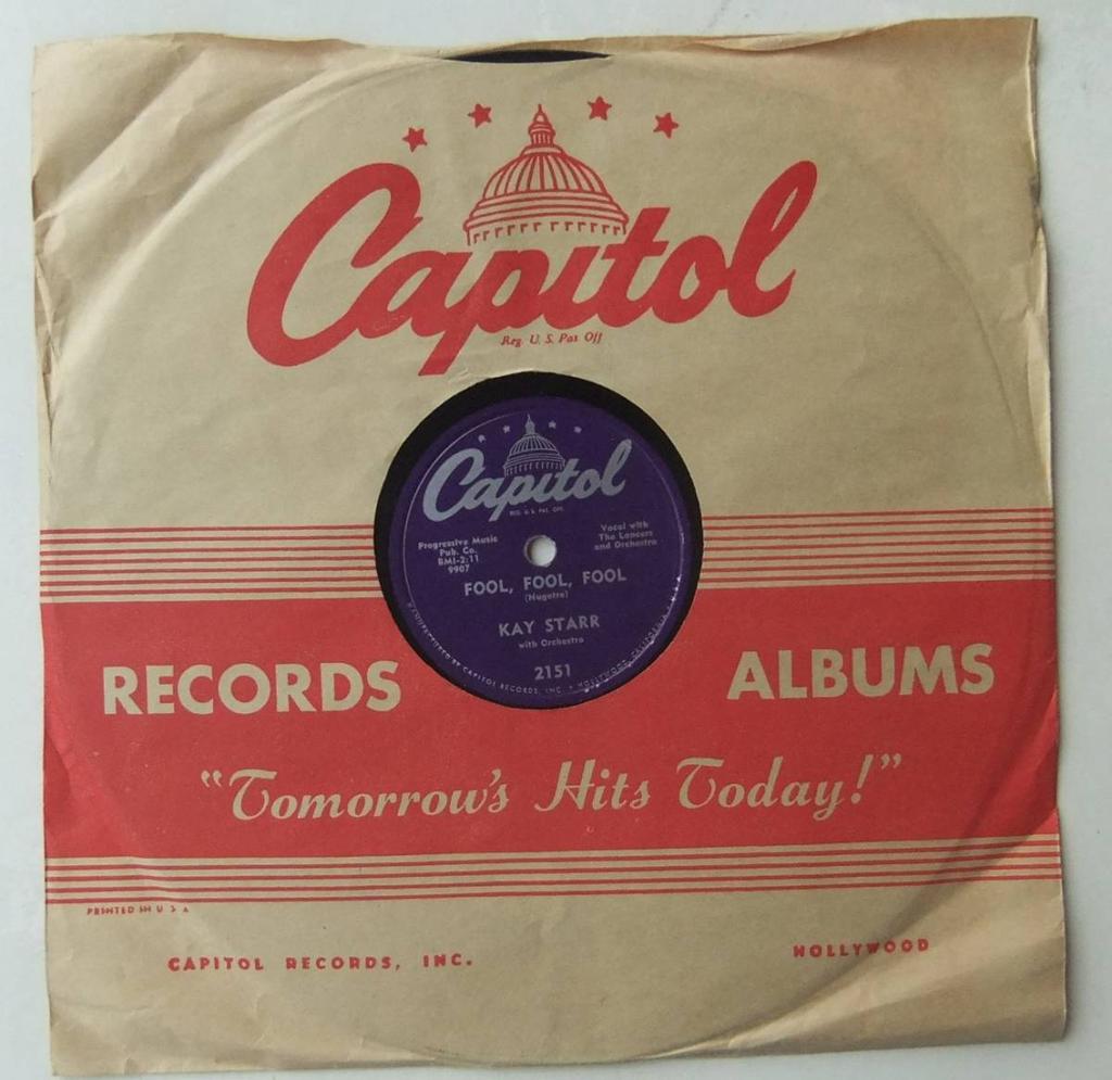 SP 78 RPM KAY STARR Fool Lament Capitol 2151 Fool, / Kay's