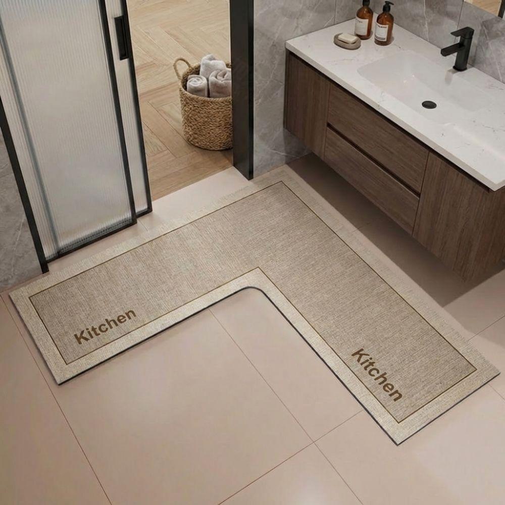 Water Absorbent Bathroom Mat L-Shaped Kitchen Corner Carpet Luxury Kitchen Rug  For Home Corner