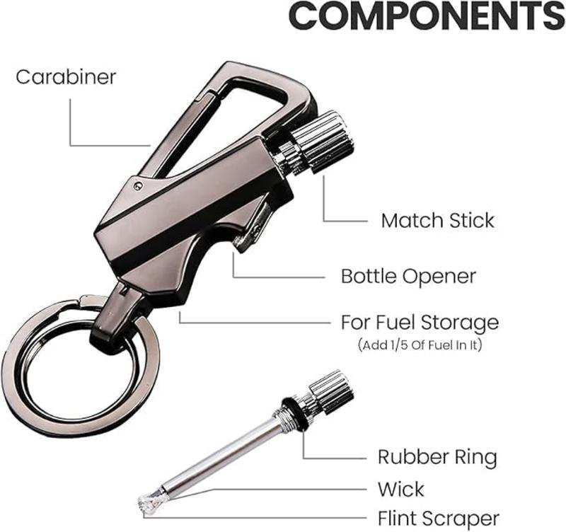 Portable Keychain Lighter with Matchs Strikes Design Keychain Matchs Lighter for Outdoor Adventure Camping Accessory