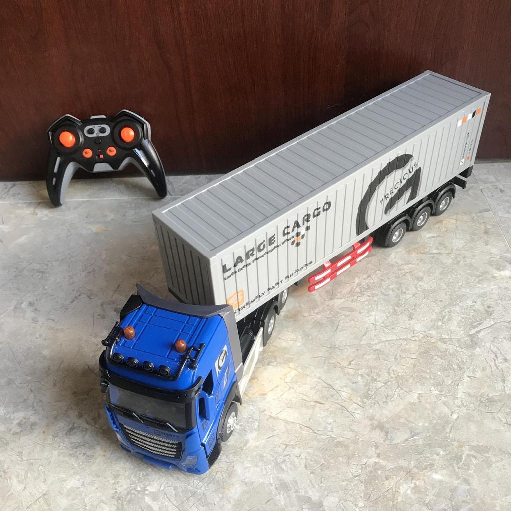 Remote Control Children's Alloy Truck with Music: Double-decker Transport, Openable Doors, Container, Oil Tank, Freight Toy.