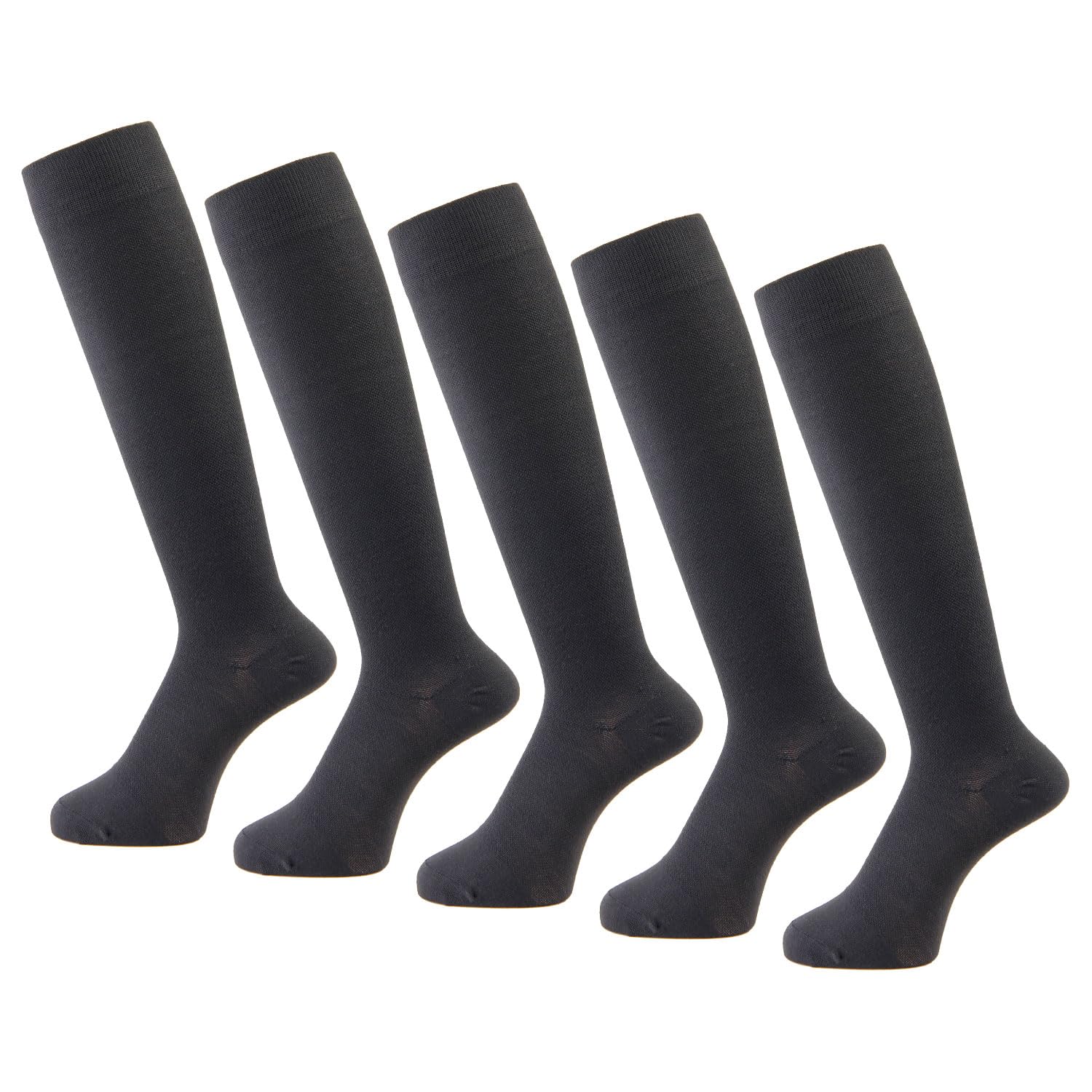 

VAXPOT Компрессионный Антибактериальный и Градуированных Размеров (Задняя точка) Мужские гольфы до колена, набор из 5 пар, дезодорирующие, компрессионные, VA-1110 BLK, 27-29см чёрный