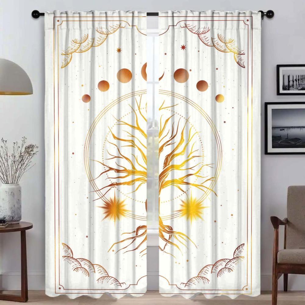 

Плотные шторы для комнаты, 2 панели, Дерево жизни, современные шторы для гостиной, украшение на Хэллоуин, тюль для спальни, дома W50xH70cmx2pcs-CL