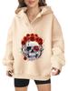 2025 new European and American Halloween women's hooded sweater front and rear pattern winter fleece loose casual