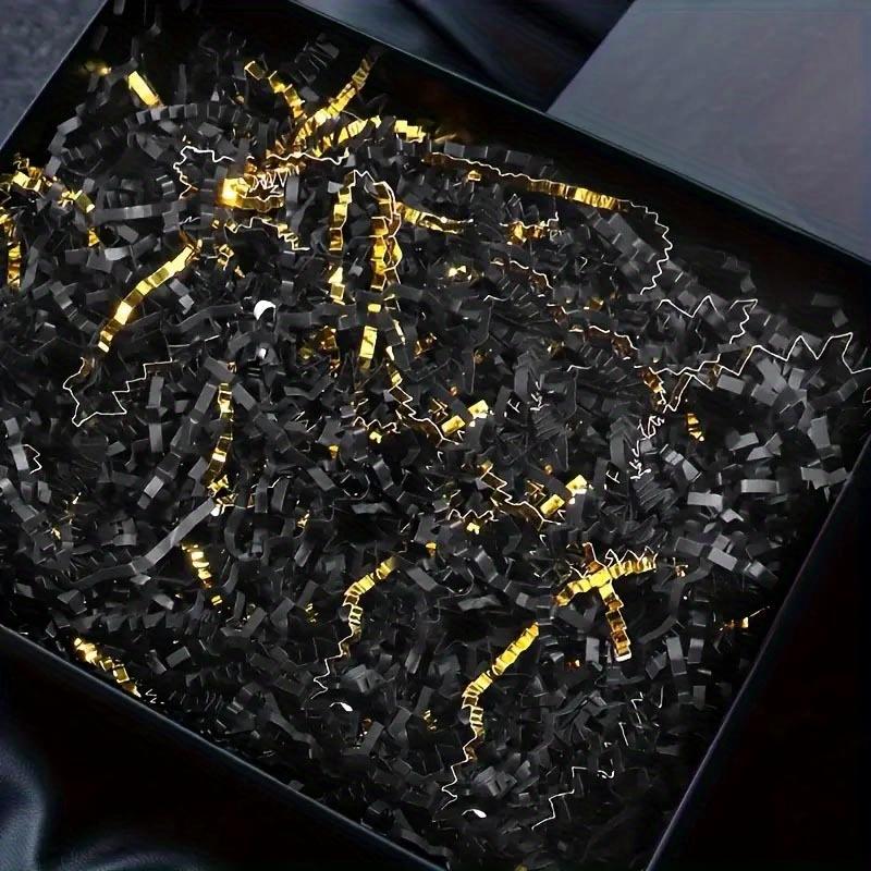 2packs Black and Red Mixed Golden Crinkle Cut Paper Shred Gift Box Filler Perfect for Gift Packaging & Decorations 100g/pack